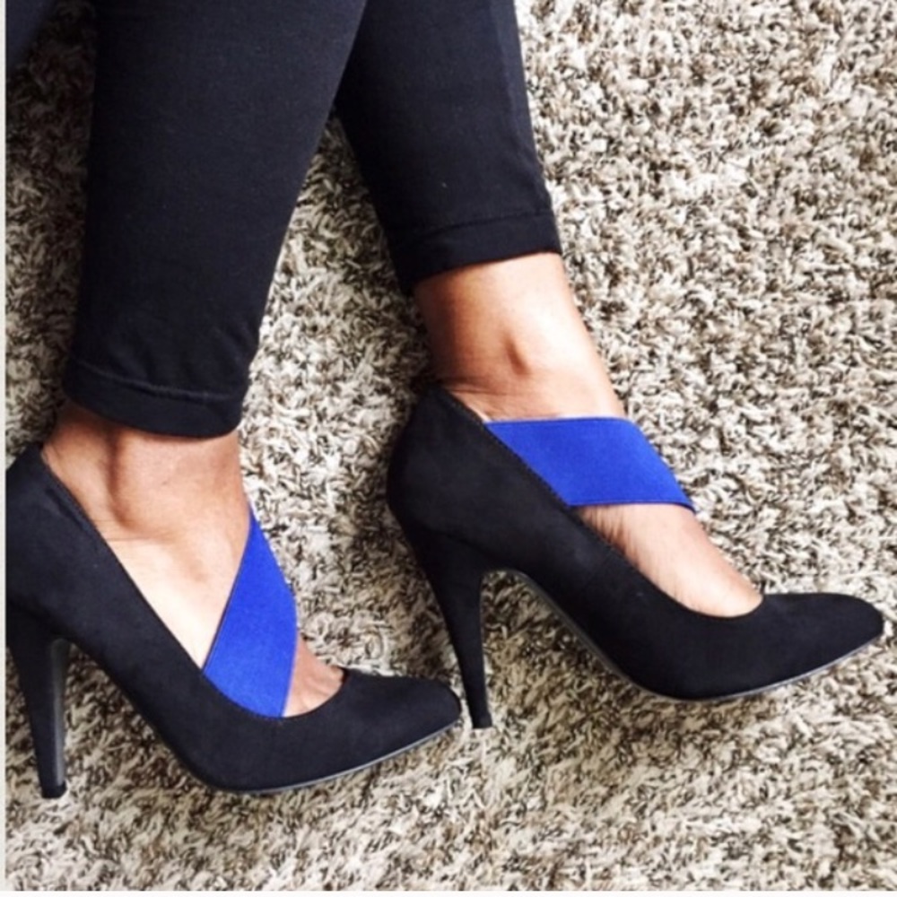 Zara heels with electric blue strap